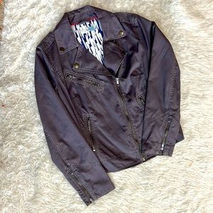 Anthropologie Boden Gray Moto Bomber Jacket